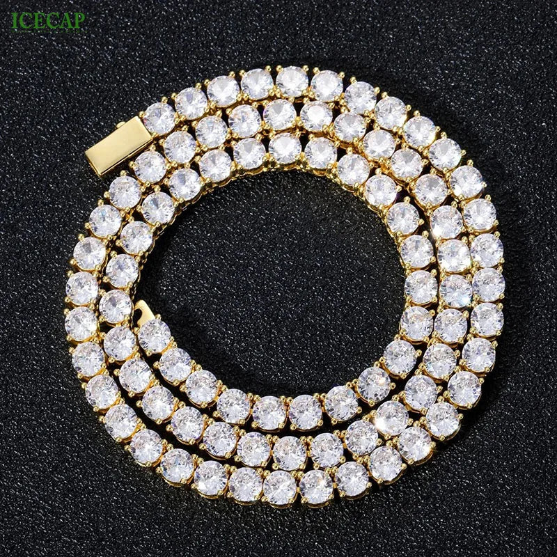 925 Silver VVS Moissanite Diamond Tennis Chain 3mm-6mm Size Necklace Hip Hop Iced Fashion Jewelry