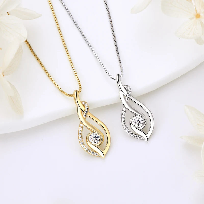 Sterling Silver 4mm 0.3ct Moissanite Twist Pendant Necklace for Women