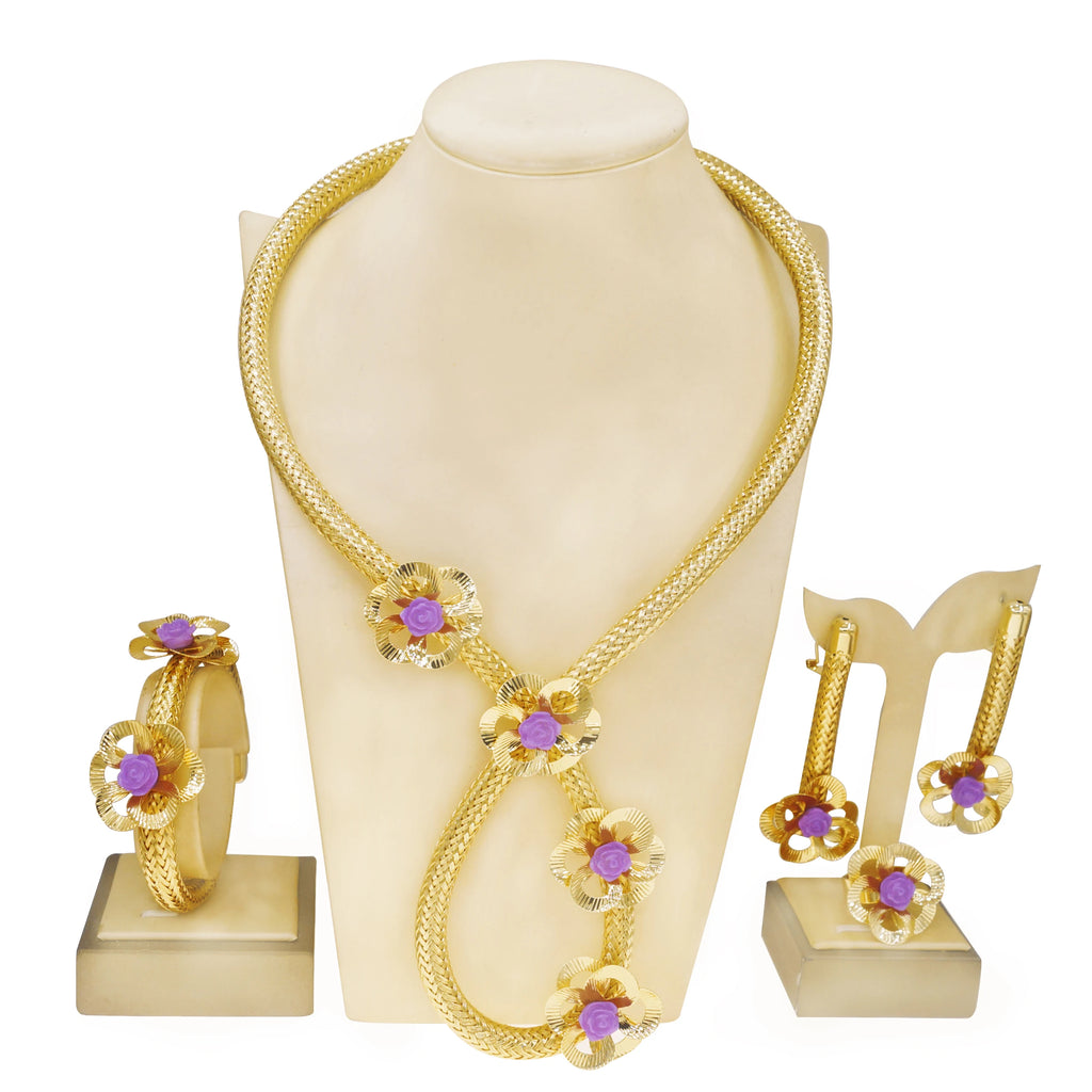 Classic Jewelry Set Simple Fashion Brazilian Jewelry Necklace Set Real Gold Plated Jewelry Sets