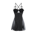 Appeal Low Cut Flounce Add Bra Pad Splice Netting Slip Nightdress Robe