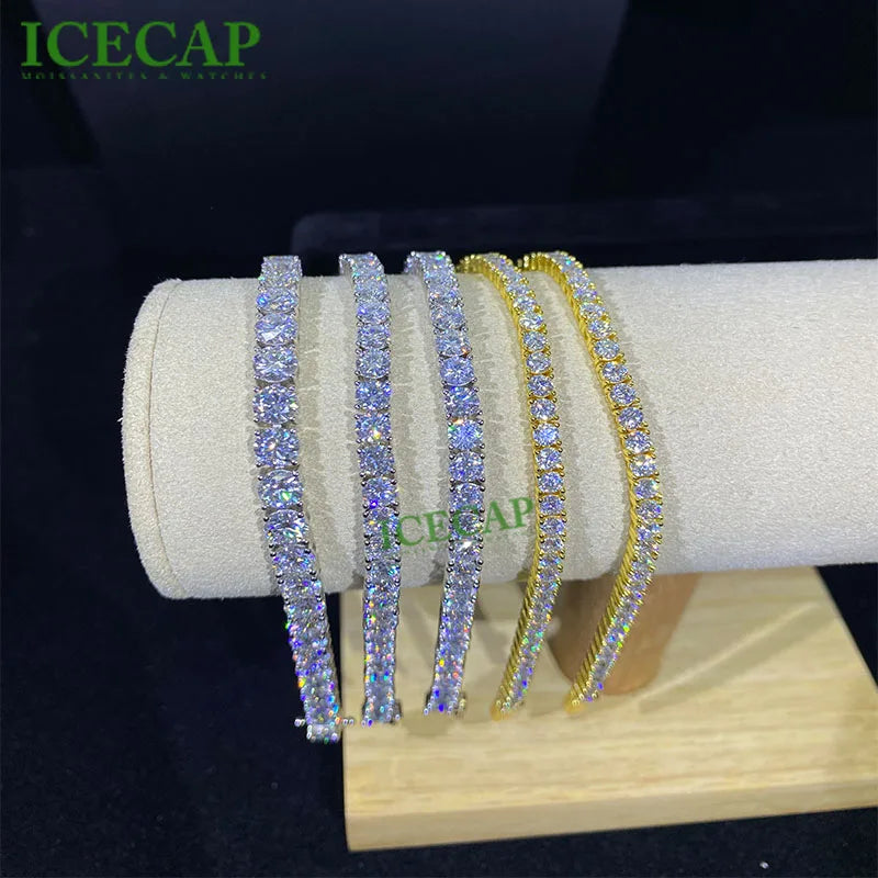 925 Silver VVS Moissanite Diamond Tennis Chain 3mm-6mm Size Necklace Hip Hop Iced Fashion Jewelry