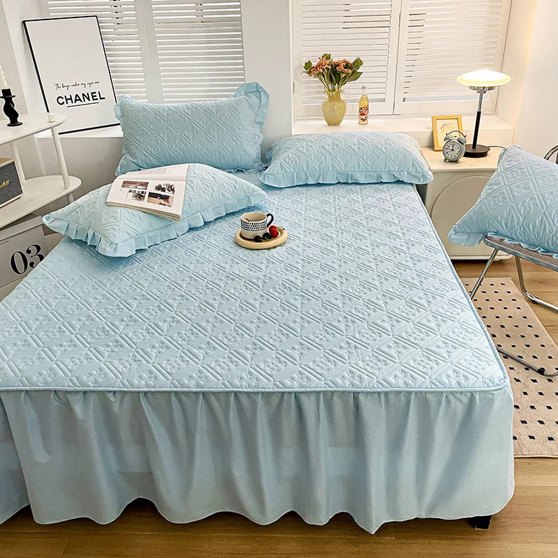 Hot Sales Summer Bedding Sets Double Bed Soft Latex Mat Princess Style Fitted Sheet Bed Skirts