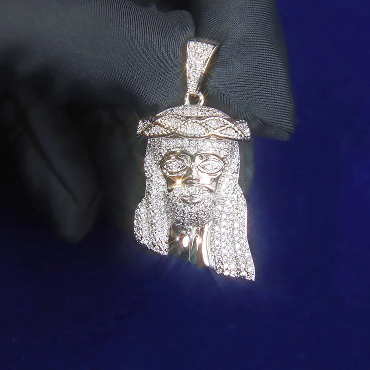Round Cut Baguette Moissanite Jewelry Jesus 925 Sterling Silver VVS Moissanite Cross Pendants Men for Necklace