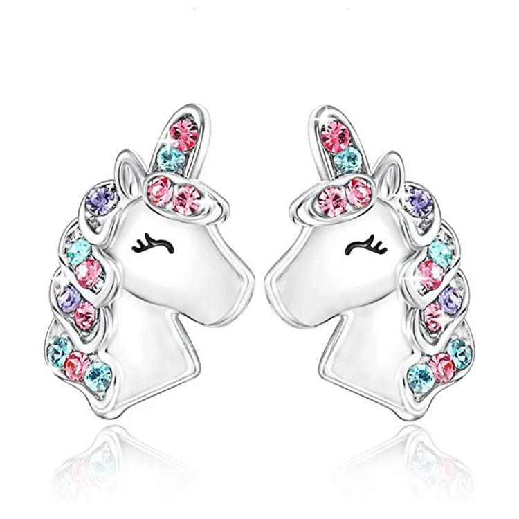 Cute Unicorn Stainless Steel Fashion Earrings For Girls