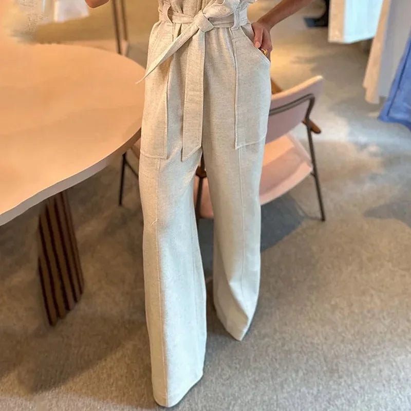 Autumn V-neck Sleeveless Women's Jumpsuit