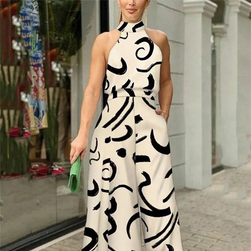 White Jumpsuit Women Sleeveless Plus Size Wide Leg Long Pants Jumpsuits for Women