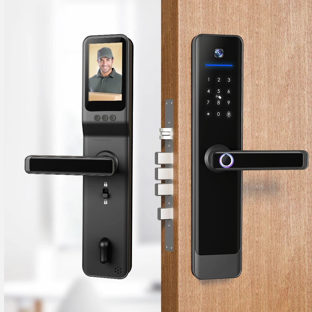 Waterproof Camera Screen Tuya 3d Biometric Face Recognition Smart Door Lock