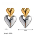 New Fashion Stainless Steel Jewelry Tarnish Free 18K Gold Plated  Double Heart Drop Earrings for Women