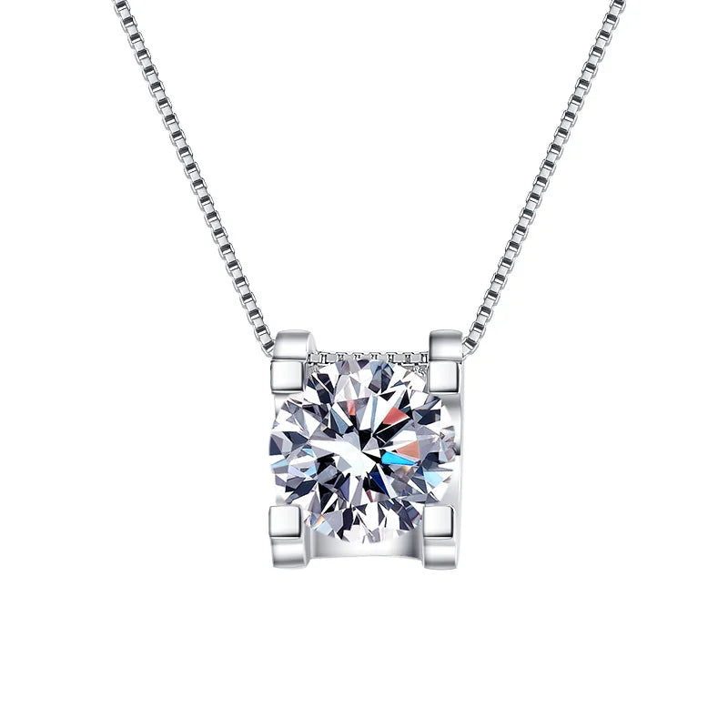 Sterling Silver 4mm 0.3ct Moissanite Twist Pendant Necklace for Women