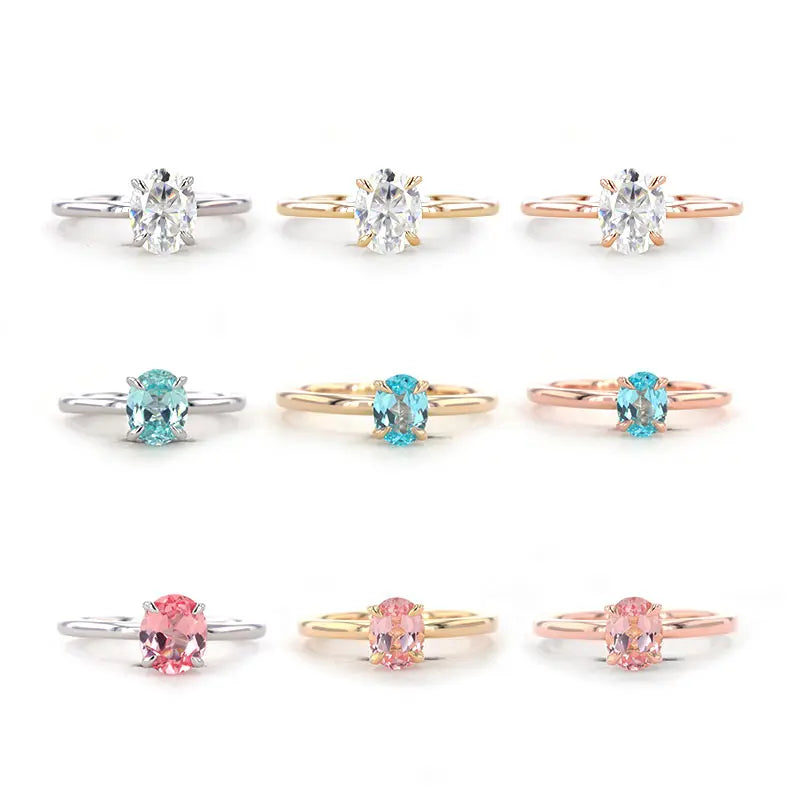 Oval Shape Gemstone Rings 5X7mm S925  Moissanite Engagement Ring for Women