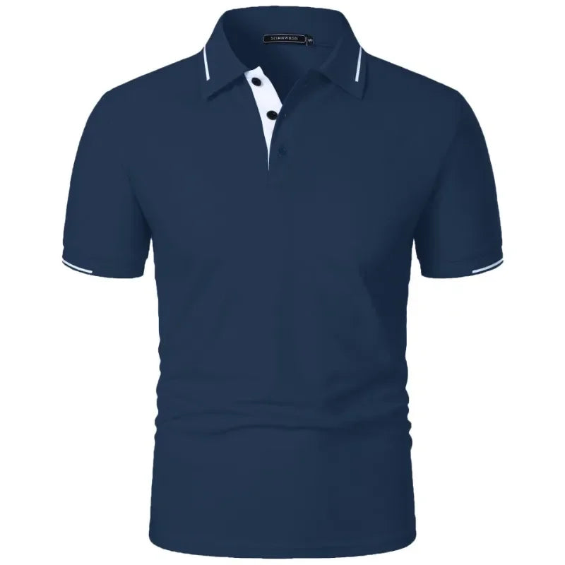 Men's Short Sleeve Polo Shirt Summe Button Classic Fit Casual T-Shirts Oversize Pullover Shirts Man Solid Color Lightweight Tops