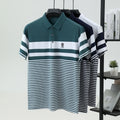 Striped short sleeve polo shirt men's luxury brand embossed T-shirt golf top